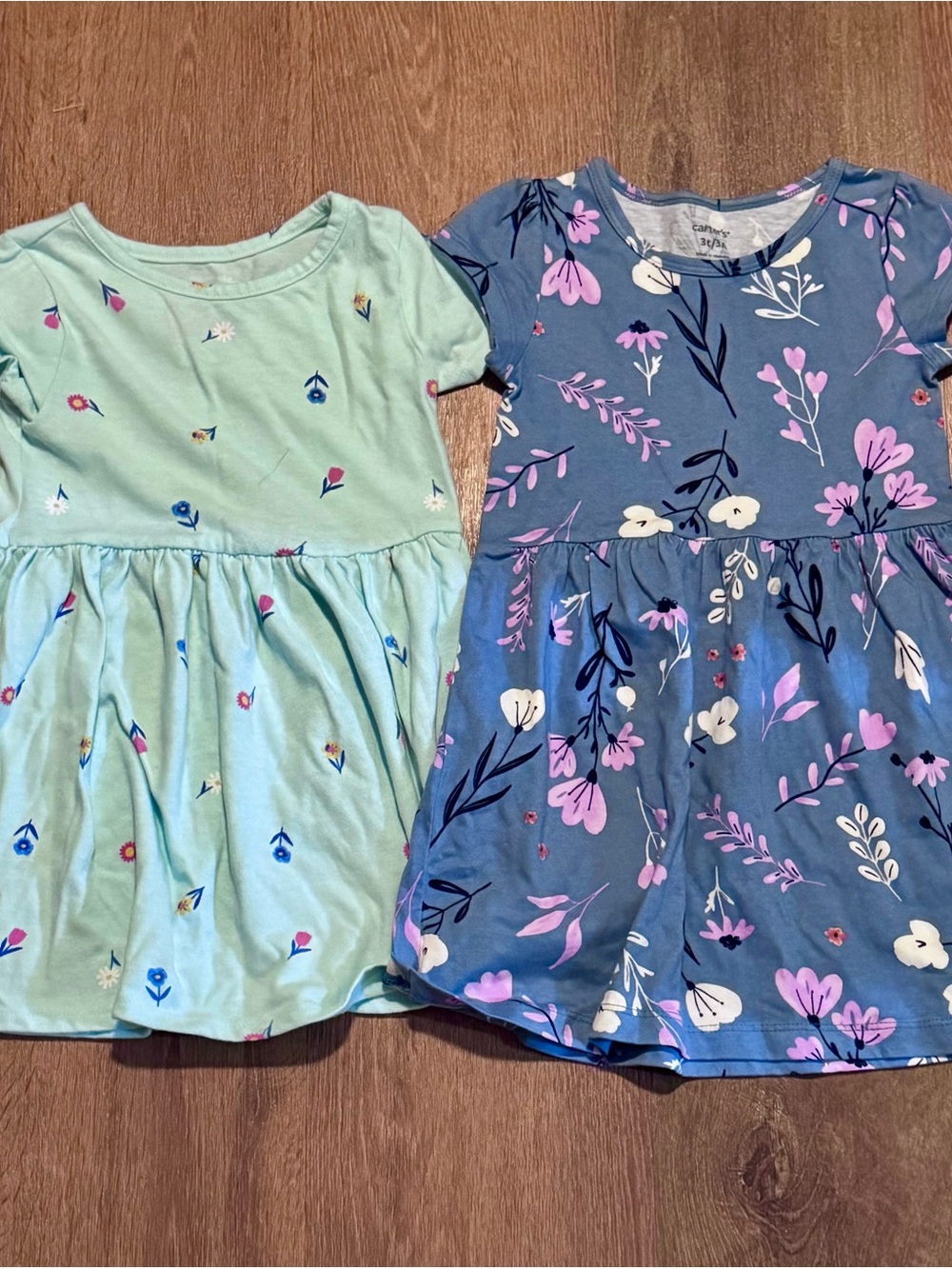Girls' Floral Knit Dress Bundle - Blue and Mint, Size 3T